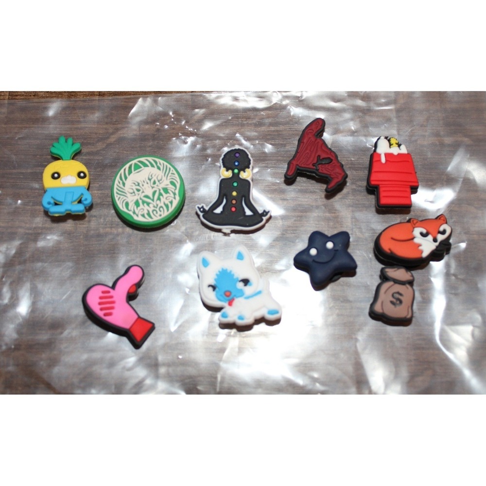 10pc Mixed Shoe Charms for Clogs PVC Pins Pineapple Fox Heart Star Money Bag New